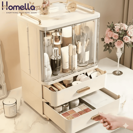 Cosmetics Storage box Desktop Large Capacity Makeups Organizer Countertop Dustproof Cosmetic Skincare Storage for Home Bathroom