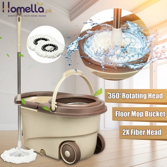 Falt Squeeze Mop 360 Degree Rotatable Stainless steel Basket Microfiber Pads Cleaning Floor Mop Bucket Extended Handle Home
