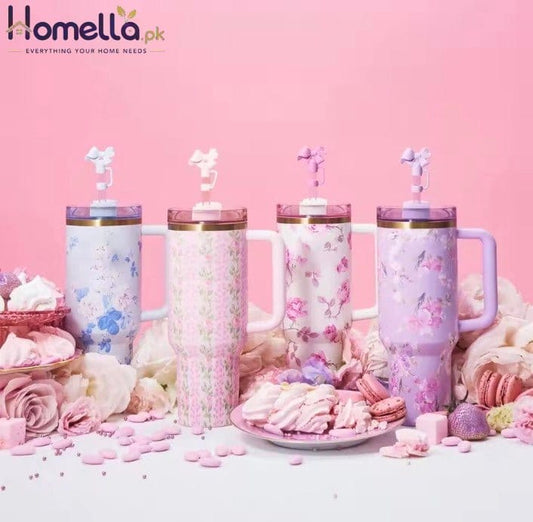 New Large Capacity 40oz Floral Car Vacuum Insulated Stainless Steel 304 Water Bottle Portable Inc king Cup for Vehicle use