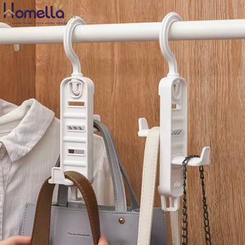 Storage artifact wardrobe storage multifunctional clothes hanger with no trace hanging bag rack, hat door, no punching hanging h
