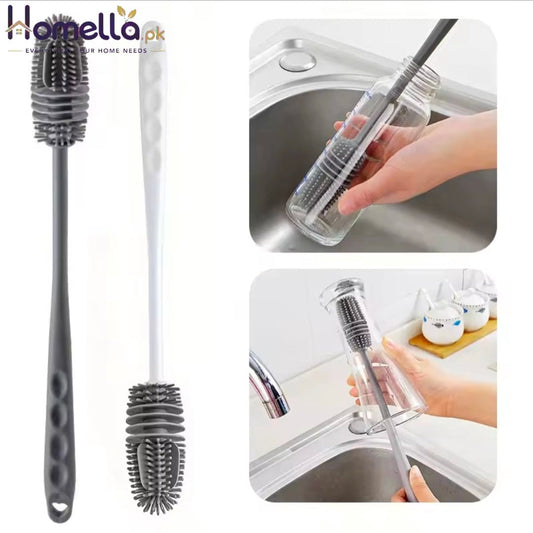 Silicone Milk Bottle Brush Cup Scrubber Glass Cleaner Kitchen Cleaning Tool Tong Handle Drink Bottle Glass Cup Cleaning Brush