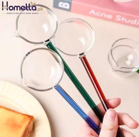 Borosilicate Glass Spoon With Long Handle Transparent Heat Resistance Sauce Soup Spoon With Spout Dessert Spoon Kitchen Bar party